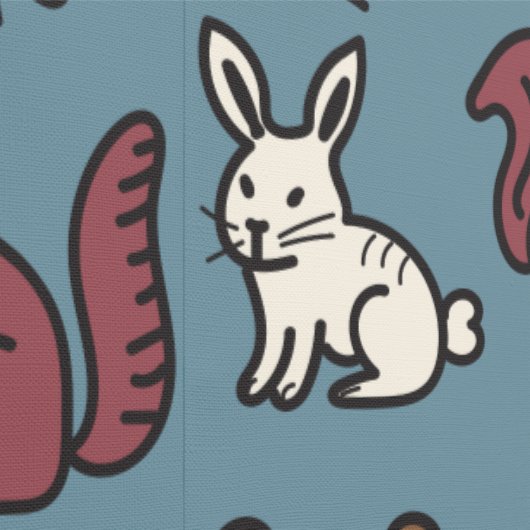 Papier Peint Forêt boisée Doodle Animaux Crème (Couture)