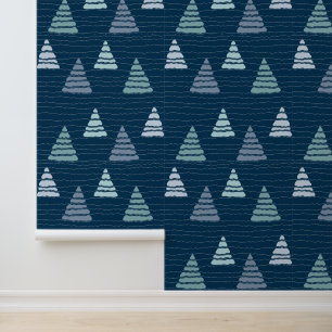 Papier Peint Forêt d'épinette d'hiver avec perles