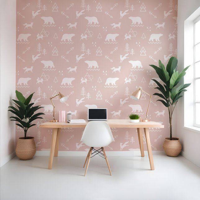 Papier Peint Forêt sauvage de plein air minime Animaux forestie (Minimal Outdoor Wilderness Forest Forest Animals Wallpaper)