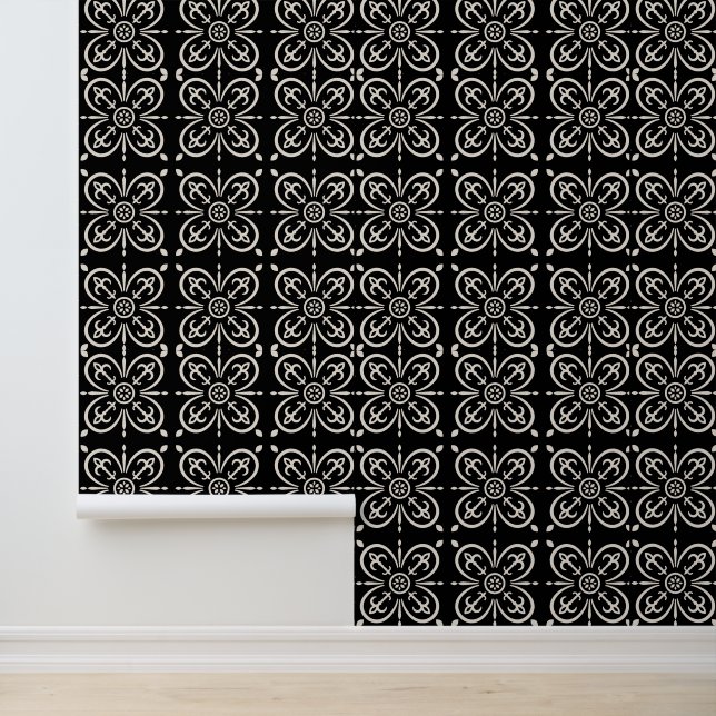 Papier Peint Formes géométriques noires et blanches (Application)
