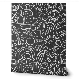 Papier Peint Fournitures scolaires en noir et blanc