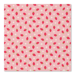 Papier Peint Fraises d'été sur fond rose (échelle moyenne)