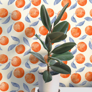 Papier Peint Fruits d'orange citrique Méditerranée aquarelle
