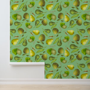 Papier Peint Fruits verts sur Arrière - plan vert