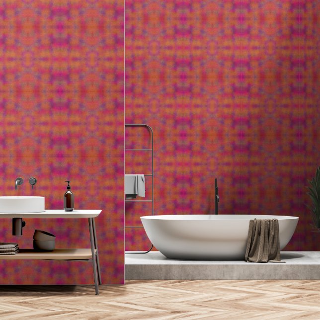 Papier Peint Fuchsia et poussière d'or orange (Salle de bain)