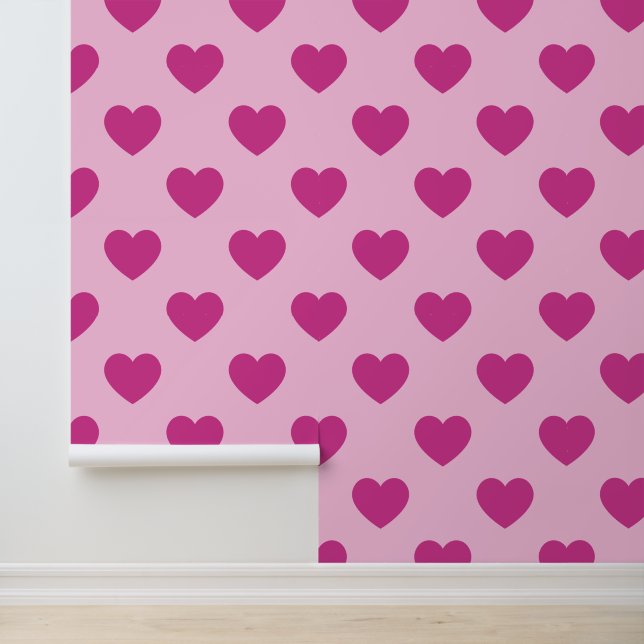 Papier Peint Fuchsia Heart Motif rose Preppy esthétique y2k (Application)