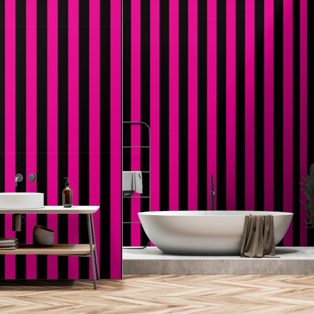 Papier Peint Fuchsia Noir Et Rose Ultra Large 4 Pouces (Salle de bain)