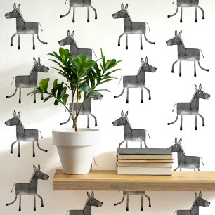 Papier Peint Fun Donkey Grey Motif blanc