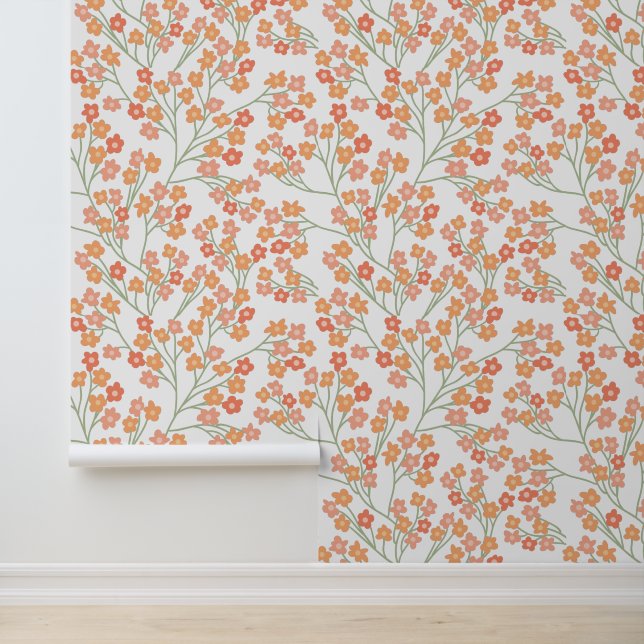 Papier Peint Fun Simple Orange Flower Motif (Application)