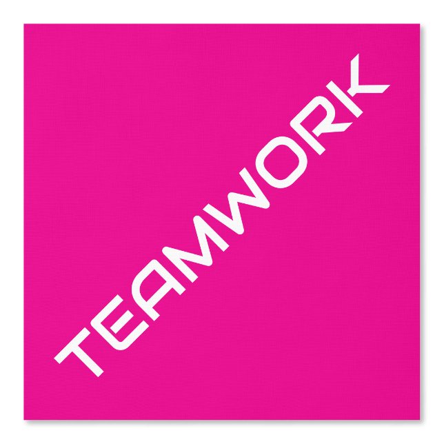 Papier Peint Fun White Diagonal TEAMWORK Texte Sur Rose Chaud (Recto)