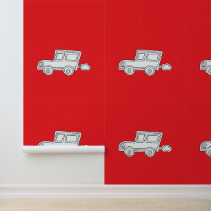 Papier Peint Funky Car Kids Red