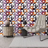 Funky Rouge violet orange noir Motif d'art rétro
