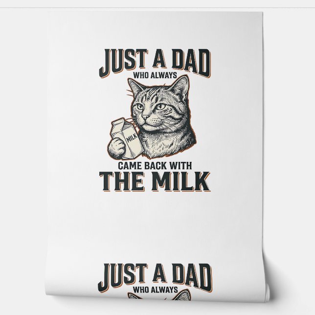 Papier Peint Funny Cat Dad Came Back With The Milk Vintage Shir (Déroulement)