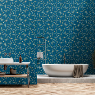 Papier Peint Géométrique Moderne Chic Déco Or & Turquoise