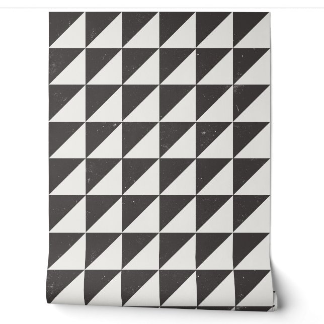 Papier Peint Géométrique Noir et Triangles Blanc C (Déroulement)