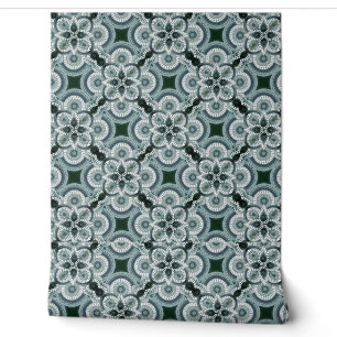 Papier peint géométrique vert et turquoise 2' x 4'