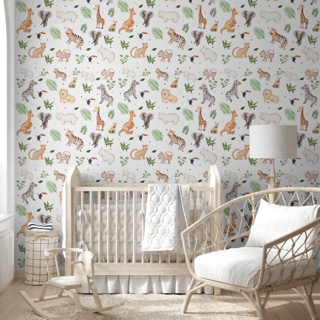 Papier Peint gibier Animal With Jungle Tree (Enfants)