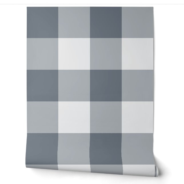 Papier Peint Gingham à carreaux buffle géant gris (Déroulement)