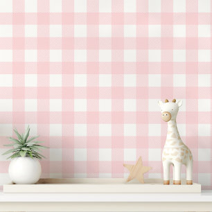Papier Peint Gingham à carreaux rose et blanc