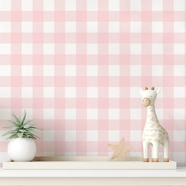 Papier Peint Gingham à carreaux rose et blanc (Créateur téléchargé)