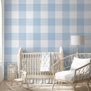 Papier Peint Gingham Buffalo Check bleu bébé clair 6" Cozy
