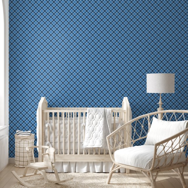 Papier Peint gingham carreaux bleu de base/bleu bébé  (Enfants)