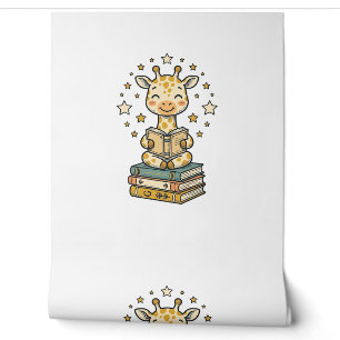 Papier Peint Girafe de lecture mignonne chemise vintage d'amant