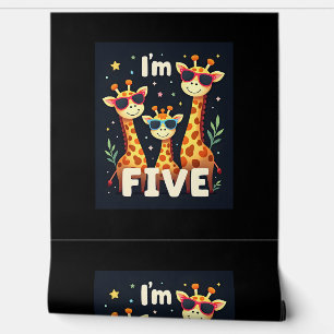 Papier Peint Giraffe cool 5e fête d'anniversaire 5 ans bébé