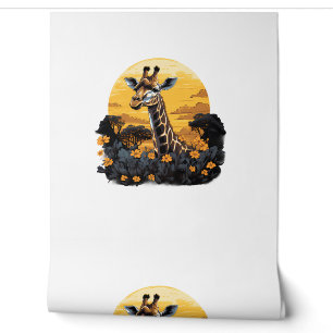 Papier Peint Giraffe Coucher de soleil Animal floral Art Savann