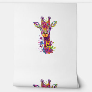 Papier Peint Giraffe Graphic Gastronomie mignonne Giraffe femme