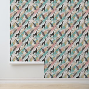 Papier Peint Giraffe Whimsical Polka Dot Motif - Pastel