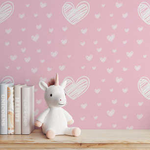 Papier Peint Girly Chic : Peau et bâton de coeur rose Doodle