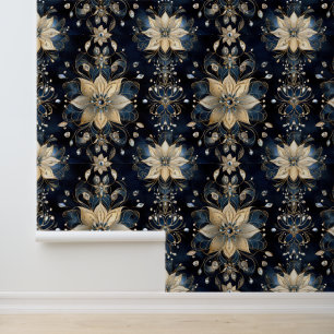 Papier Peint Glam Luxe Navy Or Floral