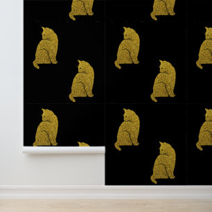 Papier Peint Gold Cat Couleur personnalisée Noir