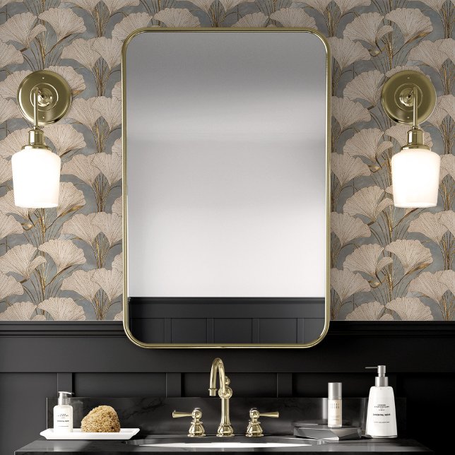 Papier Peint Golden Ginkgo Feuilles sur le bleu texturé (Créateur téléchargé)