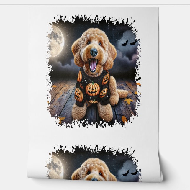 Papier Peint Goldendoodle Chien Halloween (Déroulement)