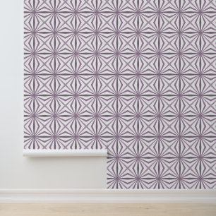 Papier Peint Grammes géométriques violet teintes motif blanc