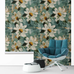 Papier Peint Grande Fleur blanche marron