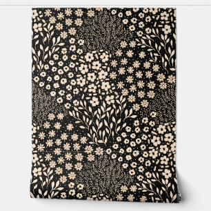 Papier Peint Granny Chic Pays Moderne Floral Noir Beige