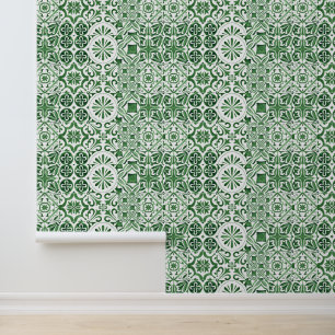 Papier Peint Gras + Carrelage méditerranéen vert amusant