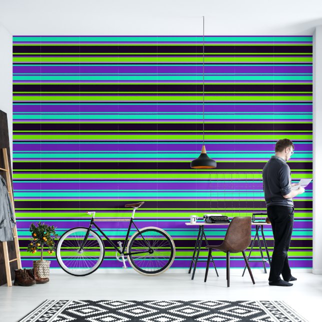 Papier peint Gras Violet, Aqua & Chartreuse (Salon)