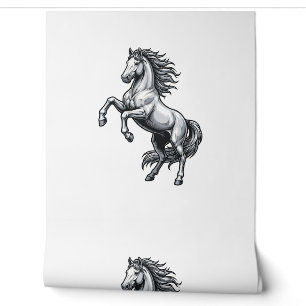 Papier Peint Gravure Vintage Cheval Cabré Design Vectoriel_1