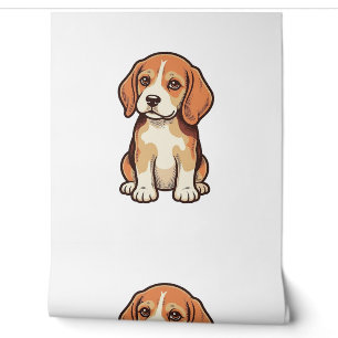 Papier Peint Gravure vintage chiot Beagle Art vectoriel_1