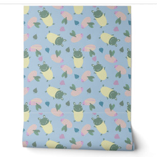 Papier Peint grenouilles et abeilles drôles et colorés en motif