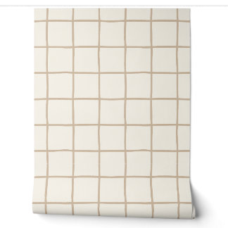 Papier Peint Gride à carreaux beige clair scandinave minimalist