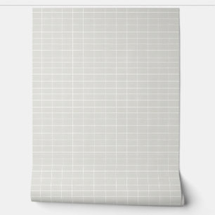 Papier Peint Grille blanche simple Motif sur gris clair