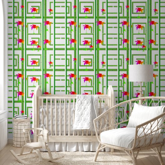 Papier Peint Grille florale Geo Rainbow (Enfants)
