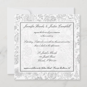 Papier peint gris Fleur Invitations de mariage