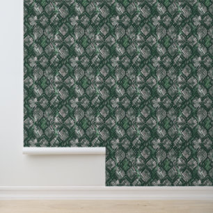 Papier Peint Gris, peau de serpent imitation verte.
