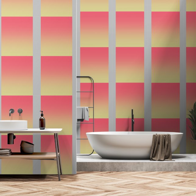 Papier Peint Gris rose jaune dégradé (Salle de bain)